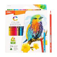 Карандаши цветные DELI "Color Emotion", 24 цвета, картон