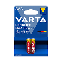 Батарейки Varta "Longlife Max Power" ААА (LR03) алкалиновые, 2 штуки в блистере