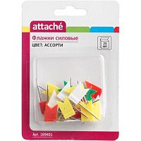 Кнопки силовые Attache "Флажки", ассорти, 25 шт.