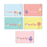 Папка-конверт на молнии Attache Selection Sweet life, А4, 200 мкм, ассорти, 5 шт.
