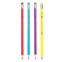 Карандаш DELI "Scribe" , 2В, шестигранный, с ластиком, ассорти