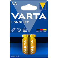 Батарейки Varta "Longlife" АА (LR06) алкалиновые, 2 штуки в блистере