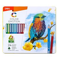 Карандаши цветные DELI "Color Emotion", 24 цвета, в металлической коробке
