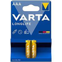 Батарейки Varta "Longlife" ААА (LR03) алкалиновые, 2 штуки в блистере