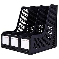 Лоток вертикальный DELI, 3 отделения, чёрный