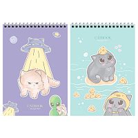 Блокнот MESHU "Cat Book" А5, на гребне, в клетку, 60 листов
