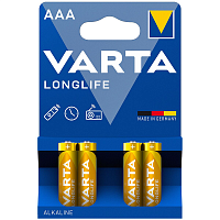 Батарейки Varta "Longlife" ААА (LR03) алкалиновые, 4 штуки в блистере