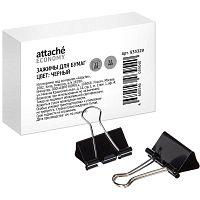 Зажимы для бумаг Attache Economy, 51 мм, черные, 12 шт.